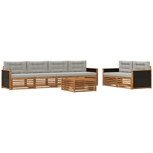 vidaXL Zunanja garnitura za sedenje 7 pcs Naravna in svetlo siva, (5000280190) Cene