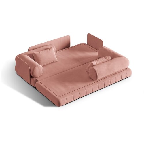 Cosmopolitan Design Rožnata žametna raztegljiva sedežna garnitura 206 cm Kemi &amp;ndash; Slike