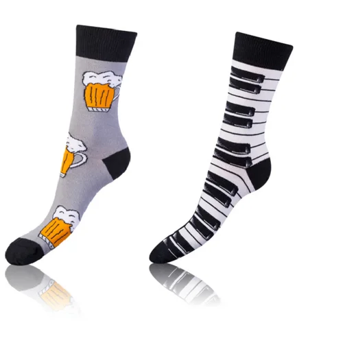 Bellinda CRAZY SOCKS 2x - Cheerful Socks 2 Pairs - Black - White