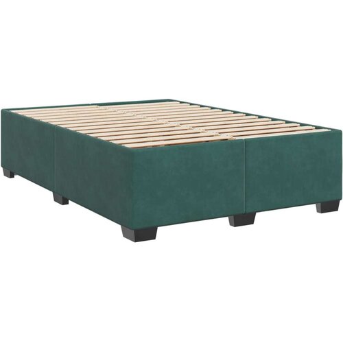 VidaXL Krevet s oprugama i madracem tamnozeleni 140x200 cm bar&amp;scaron;unasti Slike