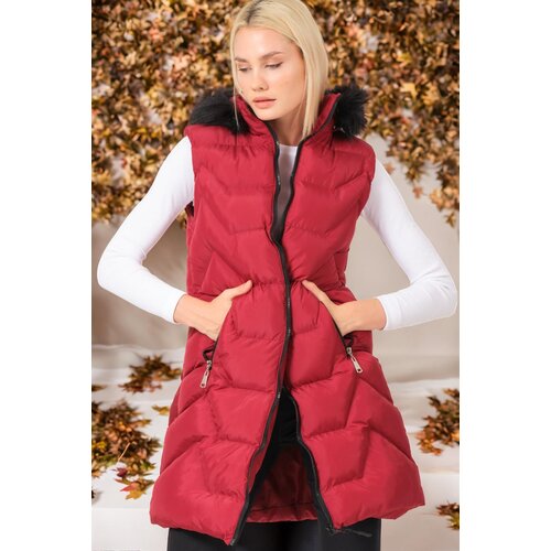 Dewberry Z6761 WOMEN&amp;#039;S VEST-PLAIN BURGUNDY Slike