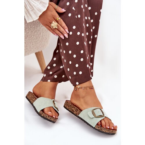 Boto Women's sandals with buckle on cork platform mint Zavira Cene
