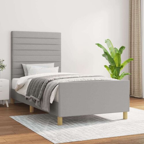  Za krevet s uzglavljem svjetlosivi 90x190 cm od tkanine Slike