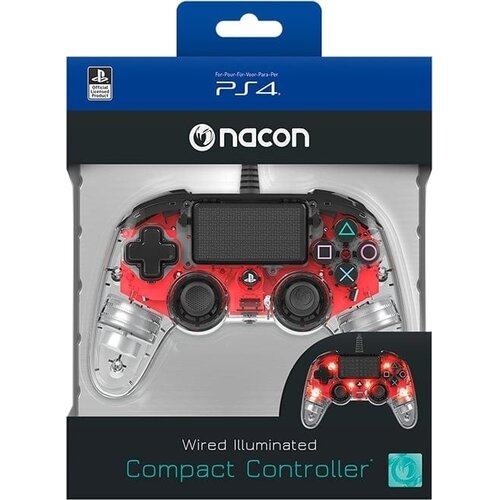 Nacon žični prosojni kontroler z rdečo osvetlitvijo za PS4 & PC Cene