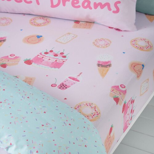 Catherine Lansfield Rožnata napenjalna enojna otro&amp;scaron;ka rjuha 90x190 cm Sweet Treats &amp;ndash; Slike