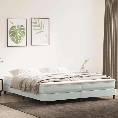 Box Spring Postelja brez vzmetnice Svetlo siva 200x210 cm Žamet, (21792026) Cene