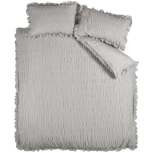 Catherine Lansfield Siva podaljšana posteljnina za zakonsko posteljo iz krepa 230x220 cm Seersucker Frill – Cene