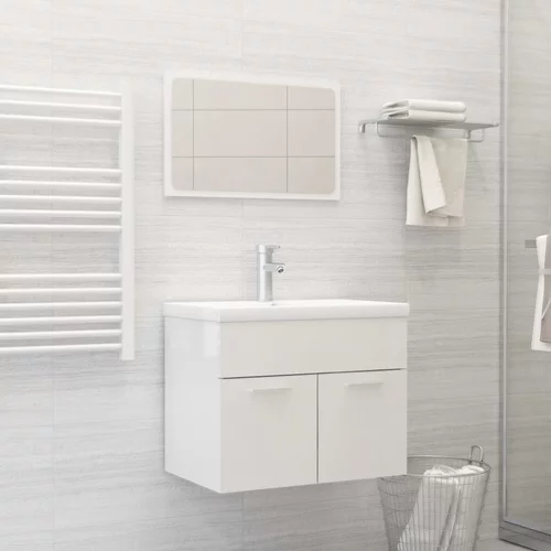 Komplet kopalniškega pohištva visok sijaj bele barve iverna pl.