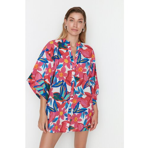 Trendyol Floral Patterned Shirt Beach Dress Slike