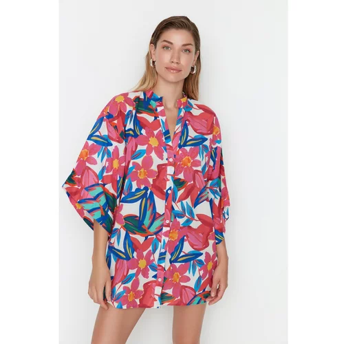 Trendyol Floral Patterned Shirt Beach Dress