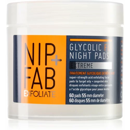 NIP+FAB Glycolic Fix Extreme čistilne blazinice za noč 60 kos