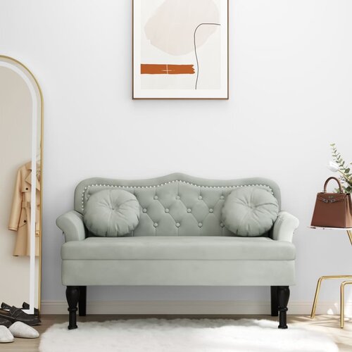 vidaXL Klupa s jastucima svjetlosiva 120 5 x 65 x 75 cm baršunasta Cijene