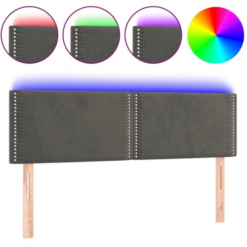 Maison Chic led posteljno vzglavje - vzglavna omarica - nočna omarica temno sivo 144x5x78/88 cm žamet, (21707623) Slike