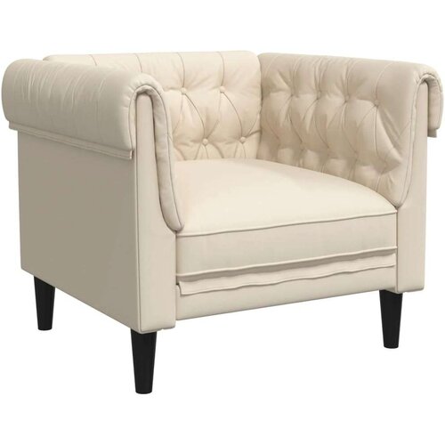  Fotelja Chesterfield krem boje od tkanine Slike