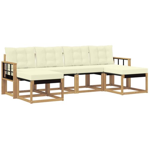 vidaXL Zunanja garnitura za sedenje z blazino 6 pcs Bela in krem, (5000281393) Cene