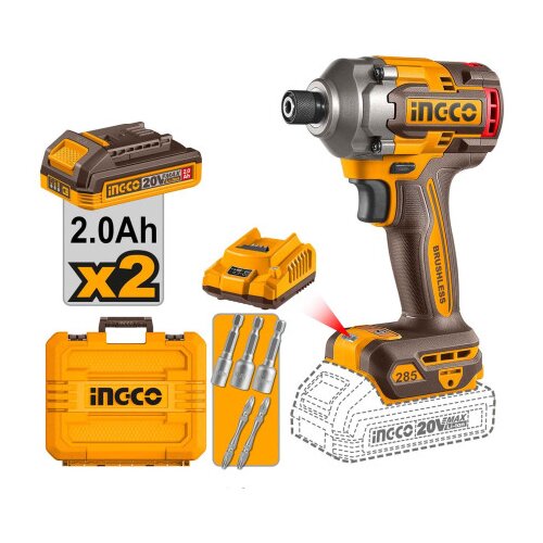 INGCO TOOLS Odvijač udarni AKU 20V set 2x2.0Ah punjač nastavci kutija CIRLI2028E Cijene