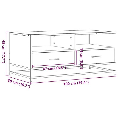 vidaXL Stolić za kavu boja hrasta 100 x 50 x 45 cm od drva i metala Cijene