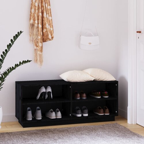 vidaXL Ormarić za cipele crni 110 x 34 x 45 cm od masivne borovine Cijene