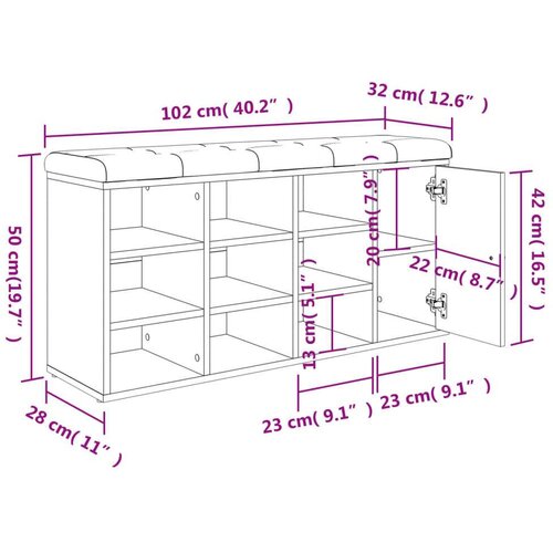 VidaXL Klop za čevlje bela 102x32x50 cm inženirski les Slike