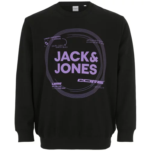 Jack & Jones Plus Sweater majica 'PILOU' svijetloljubičasta / crna