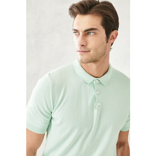 ALTINYILDIZ CLASSICS Men's Mint Standard Fit Normal Cut 100% Cotton Polo Neck Knitwear T-Shirt Cene