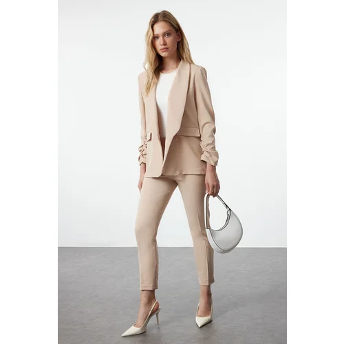 Trendyol beige Woven Trousers Blazer Jacket Bottom-Top Set