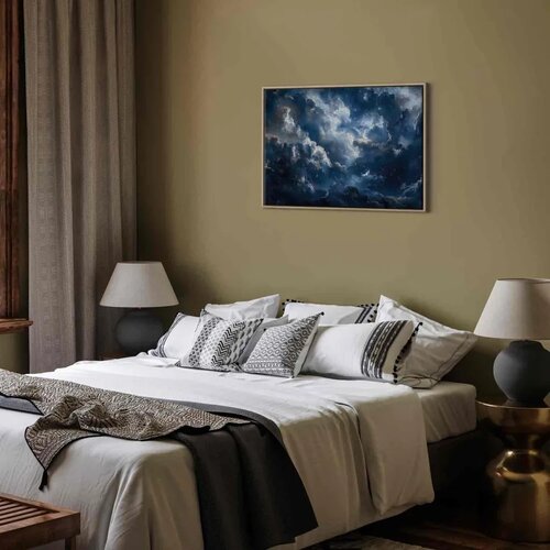  Slika - Astronomical Wonders: Clouds and Stars in Harmonious Combination 120x80 U prirodnom drvenom okviru Slike