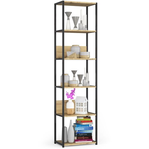AKORD Metalna loft polica 50 cm - črno-umetni&amp;scaron;ki hrast - 6 polic, (21714194) Slike