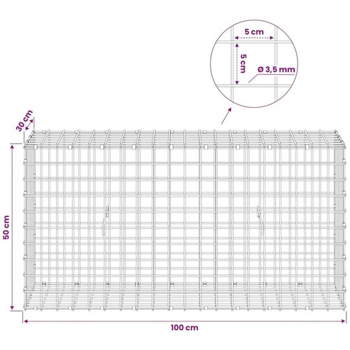  Gabion s žicom debljine 3 5 mm i mrežom 5x5 cm 100x30x50 cm - 30 cm 50 cm 100 cm Slike