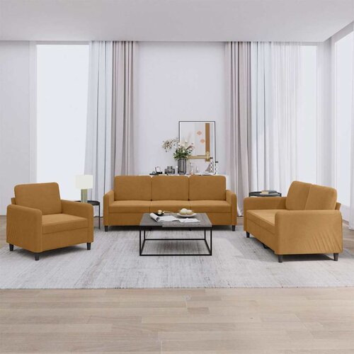  3-dijelni set sofa smeđi bar&amp;scaron;unasti Slike