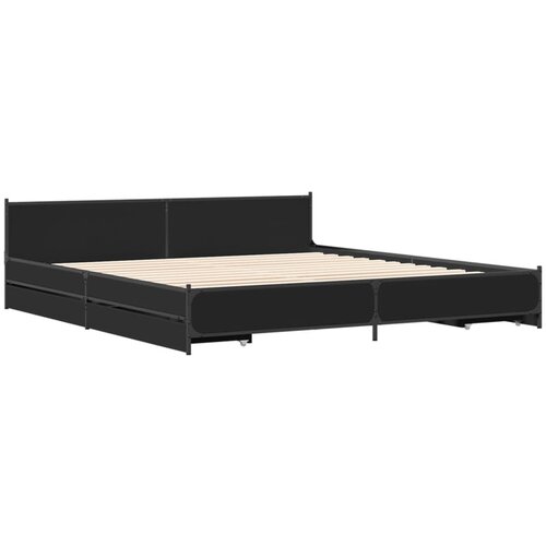 VidaXL Okvir za krevet s ladicama crni 200x200 cm konstruirano drvo Slike