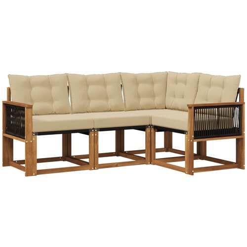 vidaXL Zunanja garnitura za sedenje z blazino 4 pcs Naravna in bež, (5000273489) Cene