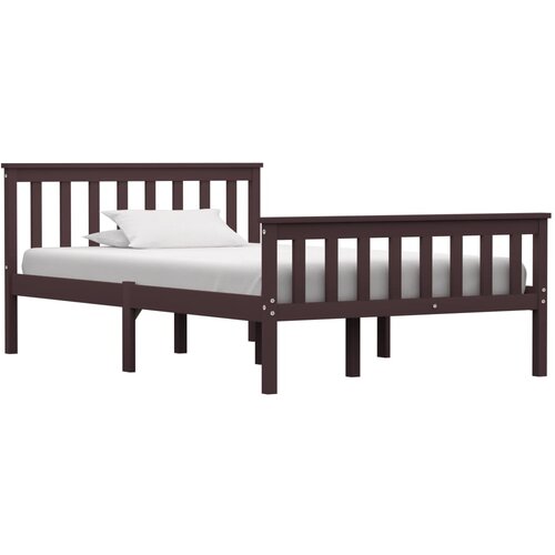 VidaXL Posteljni okvir temno rjav iz trdne borovine 120x200 cm, (20645362) Slike