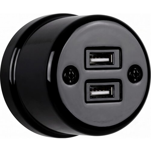  Elhard - Keramička retro utičnica 2xUSB-A crna Slike