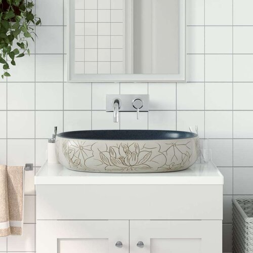 Nadgradni Nadpultni umivalnik peščen in moder ovalen 59x40x14 c Cene