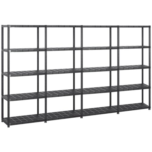 VidaXL Regal s policami 5-nadstropni črn 284x38x170 cm plastika Slike