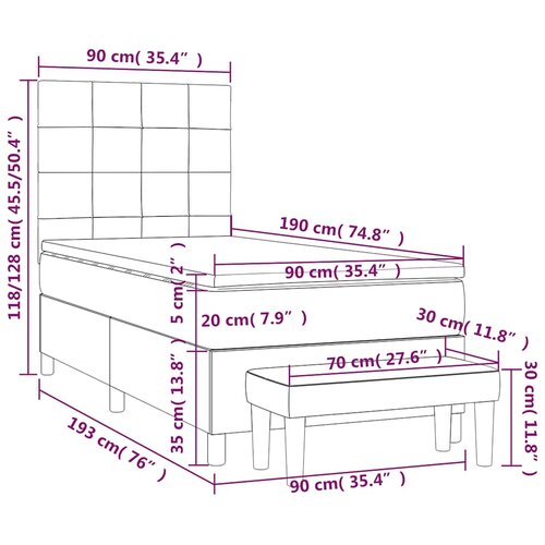Box spring krevet s madracem tamnoplavi 90x190 cm bar&amp;scaron;unasti Slike