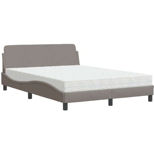 VidaXL Krevet s madracem smeđesivi 140x200 cm tkanina Slike