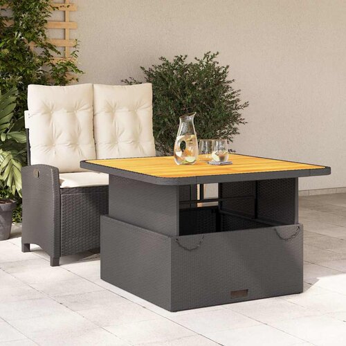  2-dijelni vrtni blagovaonski set s jastucima od poliratana crni Crna 110 cm table length Cene