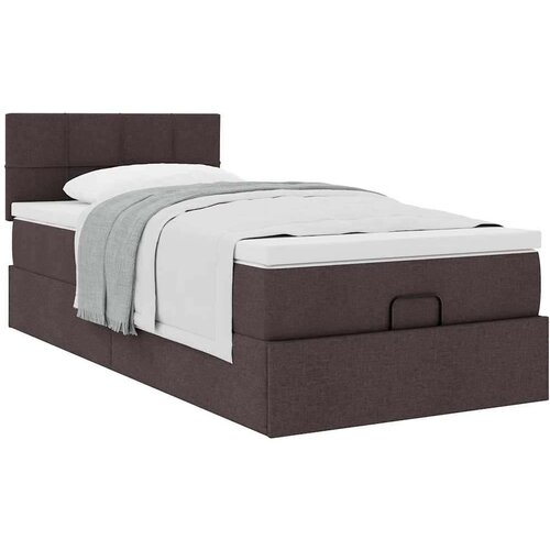 VidaXL otomanski okvir kreveta s madraca tamnosmeđi 100x200cm tkanine Slike