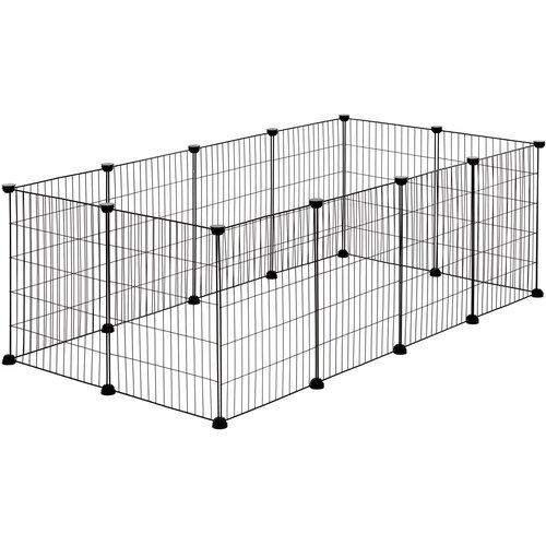 Springos Prostor za gibanje, telovadna kletka za živali 143x71x46 cm, prenosna ograja, domača hi&amp;scaron;ica za psa in zajca, črna., (5000218148) Slike