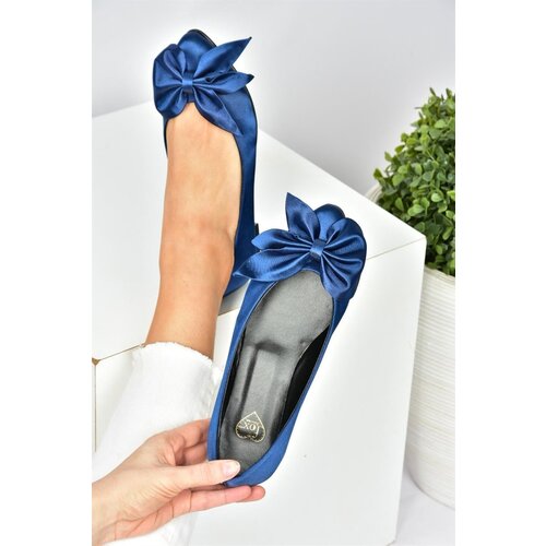 Fox Shoes Navy Blue Satin Fabric Women&amp;#039;s Flats Slike
