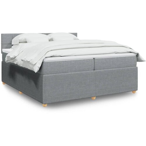 VidaXL Krevet s oprugama i madracem svjetlosivi 200 x 200cm od tkanine Slike