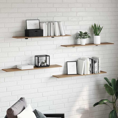 Police za knjige 4 pcs Smeđa 100 x 20 x 1,5 cm Cene