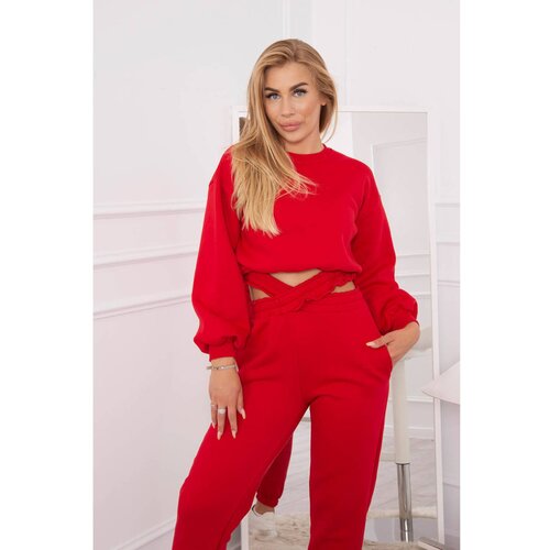Kesi Insulated set with a short sweatshirt red Slike