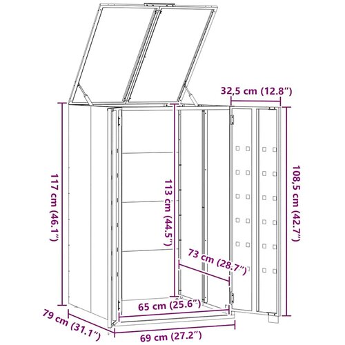  Spremnik za kantu za jednu kantu na kotačiće antracit boje 69x79x117 cm čelik Slike