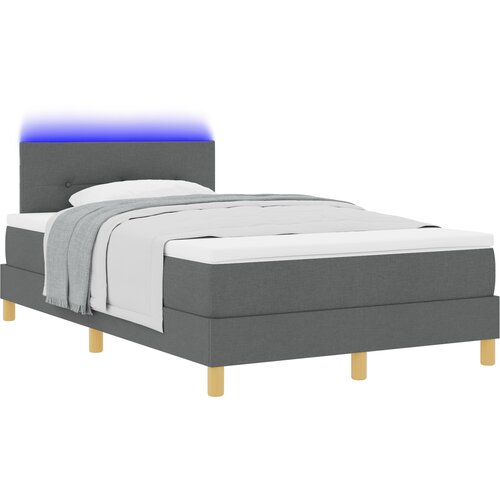 vidaXL posteljno dno z vzmetnico in LED Temno siva 120x190 cm Tkanina Cene