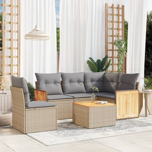 vidaXL 6-dijelni set vrtnih sofa s jastucima bež od poliratana Cijene
