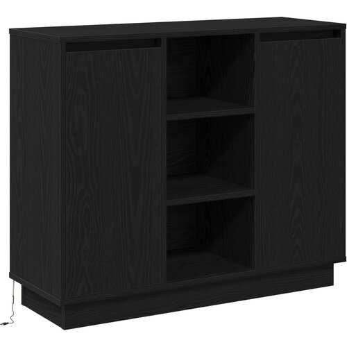 VidaXL Sideboard s LED-om Crna hrast 90x32x75 cm Konstruirano drvo Slike