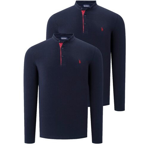 Dewberry DUO SET V4009 MENS SWEATSHIRT-LACQUER-NAVY-NAVY BLUE Slike
